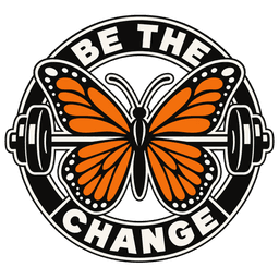 Be The Change butterfly and barbell logo